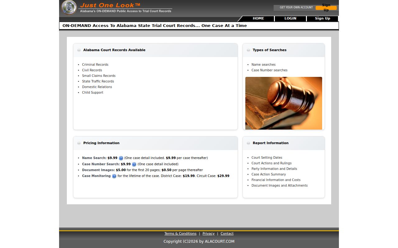 Colbert County criminal docket search choices on Alacourt ACCESS
