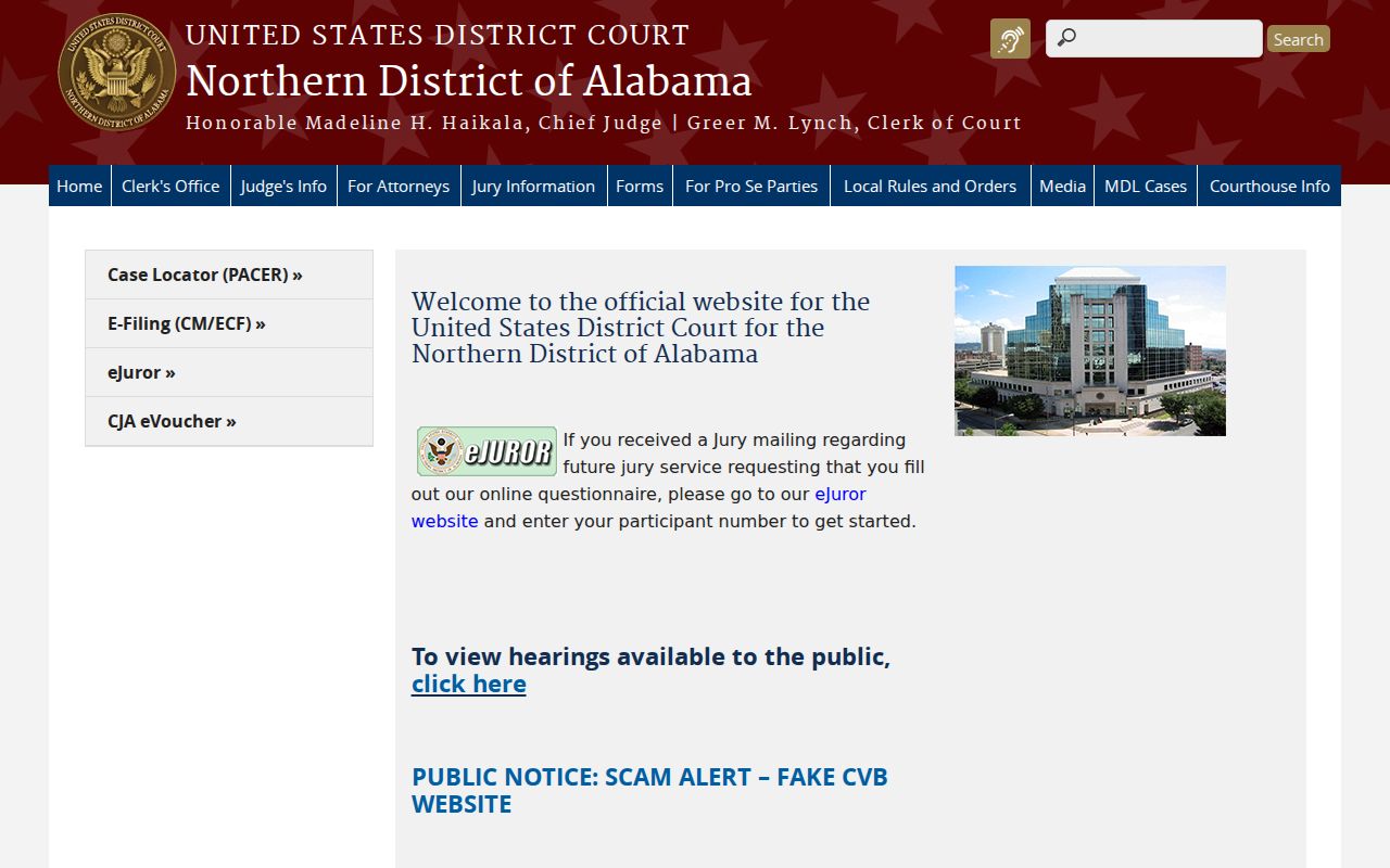 Federal court source for criminal dockets affecting Colbert County