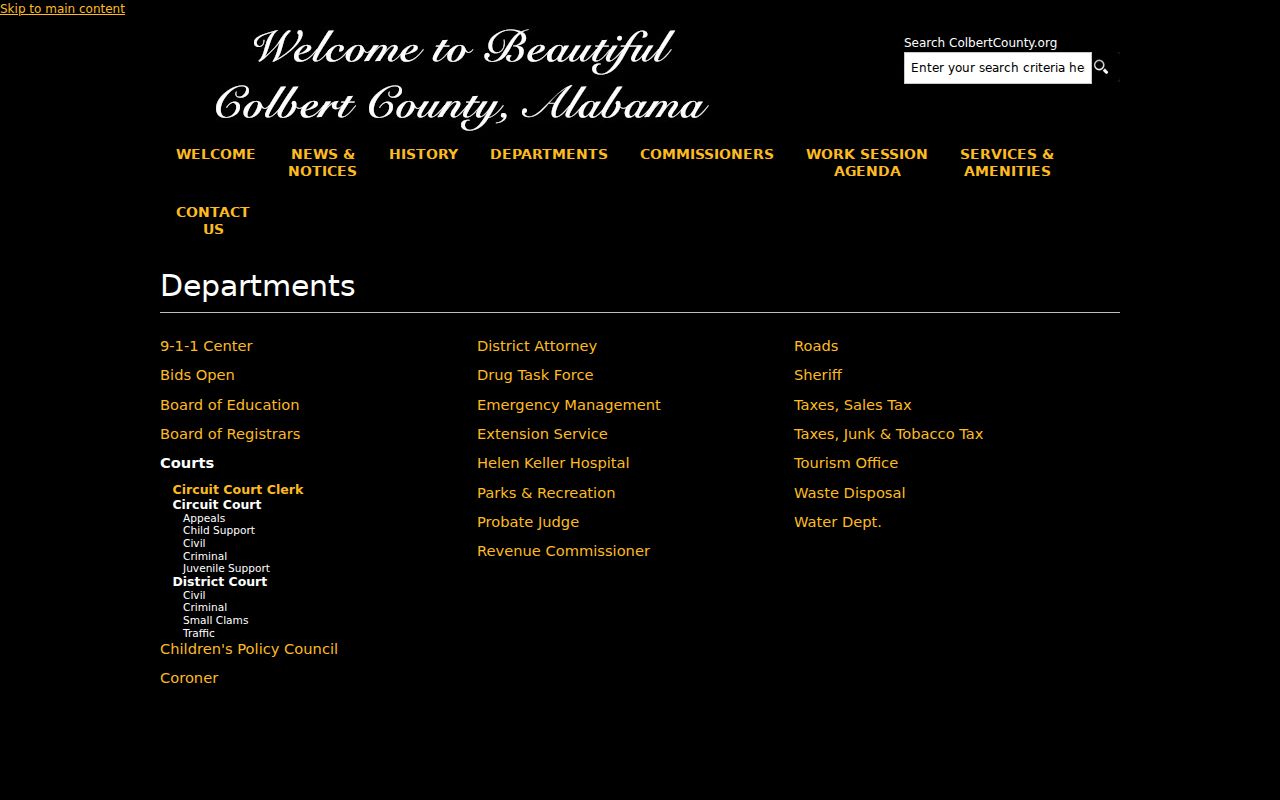Colbert County court docket department directory
