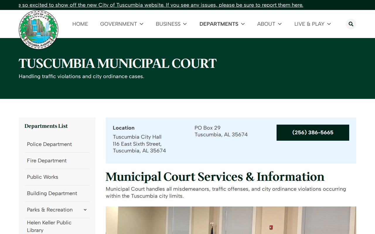 Tuscumbia Municipal Court source for Colbert County traffic ticket records